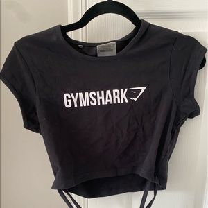 GymShark Black Crop Top W/ String around waist